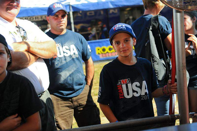 Jake Pinhancos, in the Team USA garb, was the 65cc racer on Team USA's FIM Junior Motocross World Championship team, which won gold a few days ago.