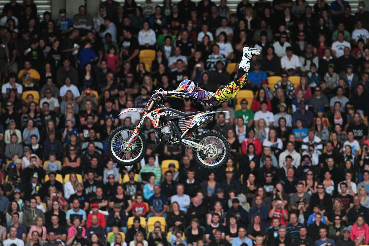 A large crowd on hand to watch Kiwi Levi Sherwood in action2011 Nitro Circus Live Tour Wellington New Zealand Westpac Stadium Wednesday Feb 9th 2011© Sport the library / Jeff Crow