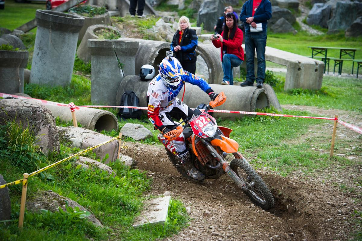 Kurt Caselli navigates a special test during the 2012 ISDE in Germany.