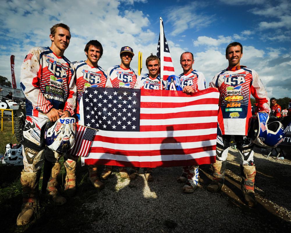 Kurt Caselli celebrates with fellow Team USA members.