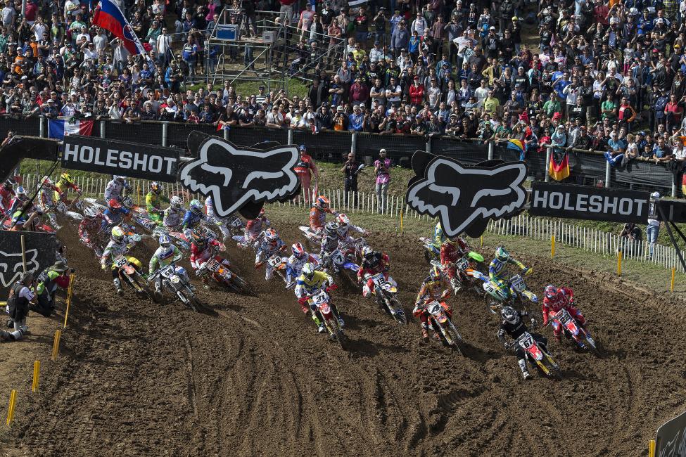 Although usually known for his starts, Justin Barcia (7) struggled off the start of the MX1 qualifier.