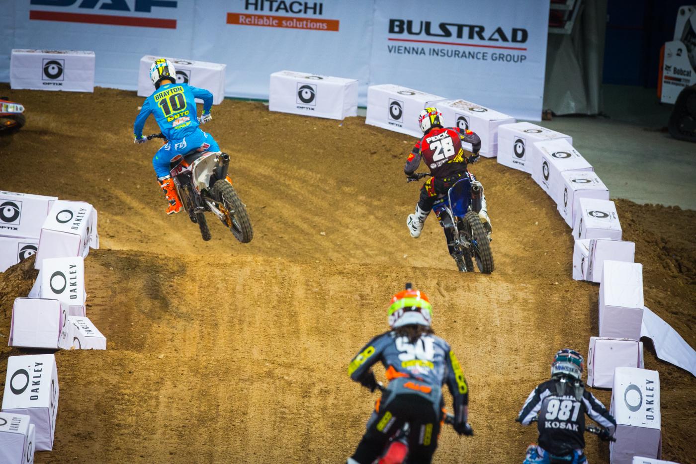 Brayton and Peick battling for the night one win.