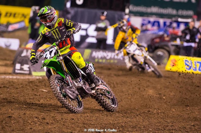 Joey Savatgy was in the fight for awhile, running second until he bailed in the whoops.