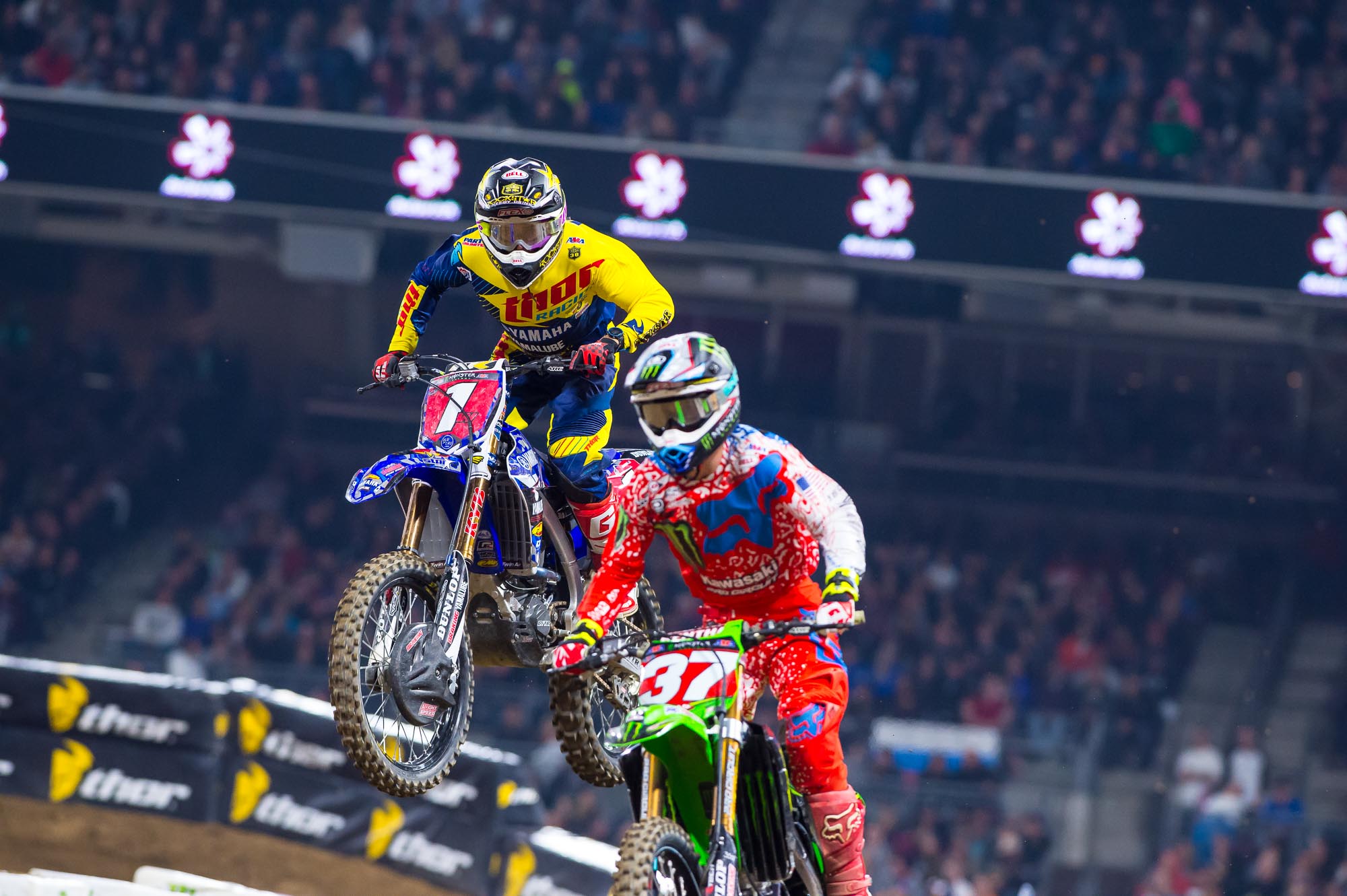 And tried! But he fell and Savatgy hung on.