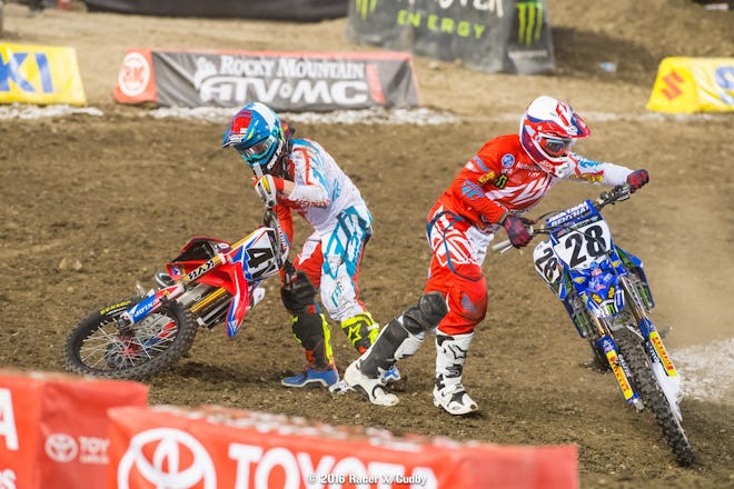 Weston Peick and Trey Canard both went to the semi after going down in the first turn in their heat race.