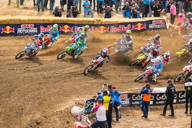 Cole Seely edged Trey Canard for the holeshot by mere inches.