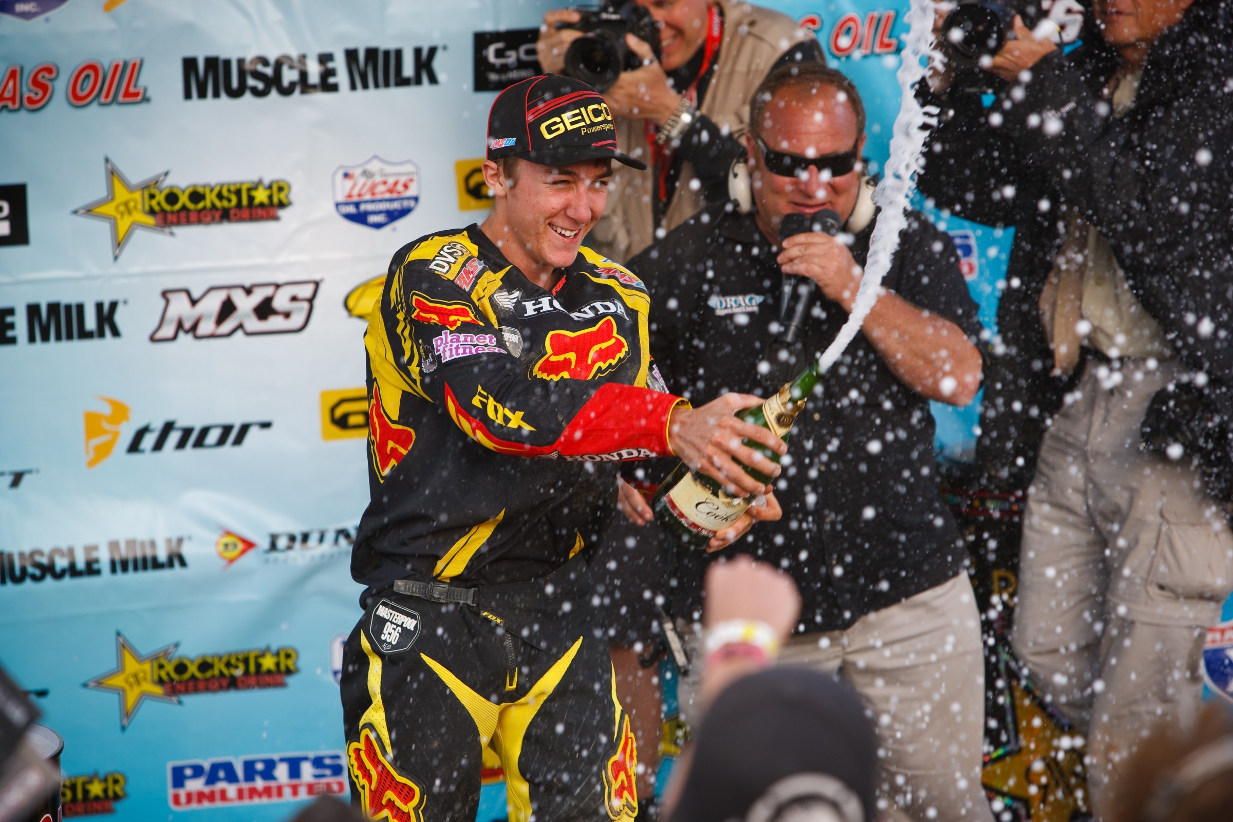 Tomac celebrates his first career win in his first career race.