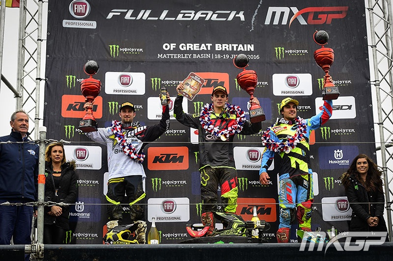 Gajser (center) won again over Nagl (left) and Paulin.