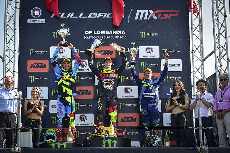Gajser (center) has taken control of the MXGP class.