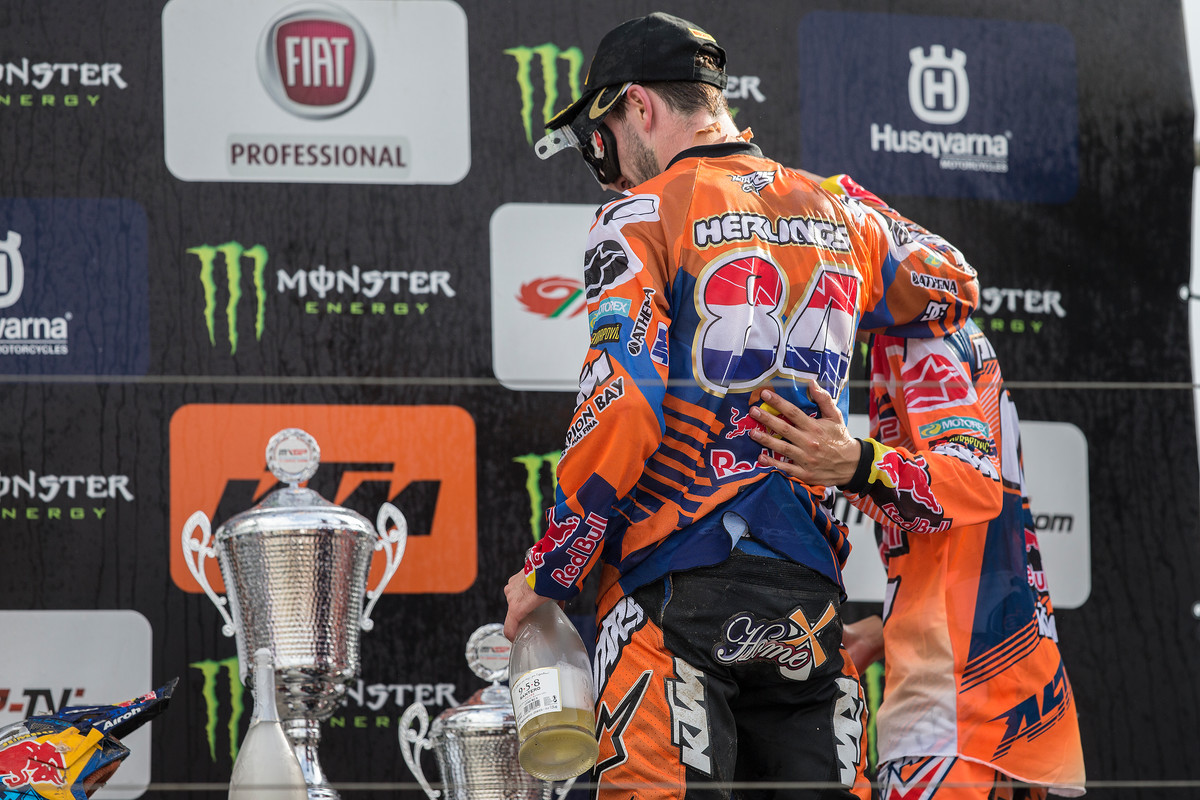 Herlings and Prado celebrate a 1-3 finish for Red Bull KTM.