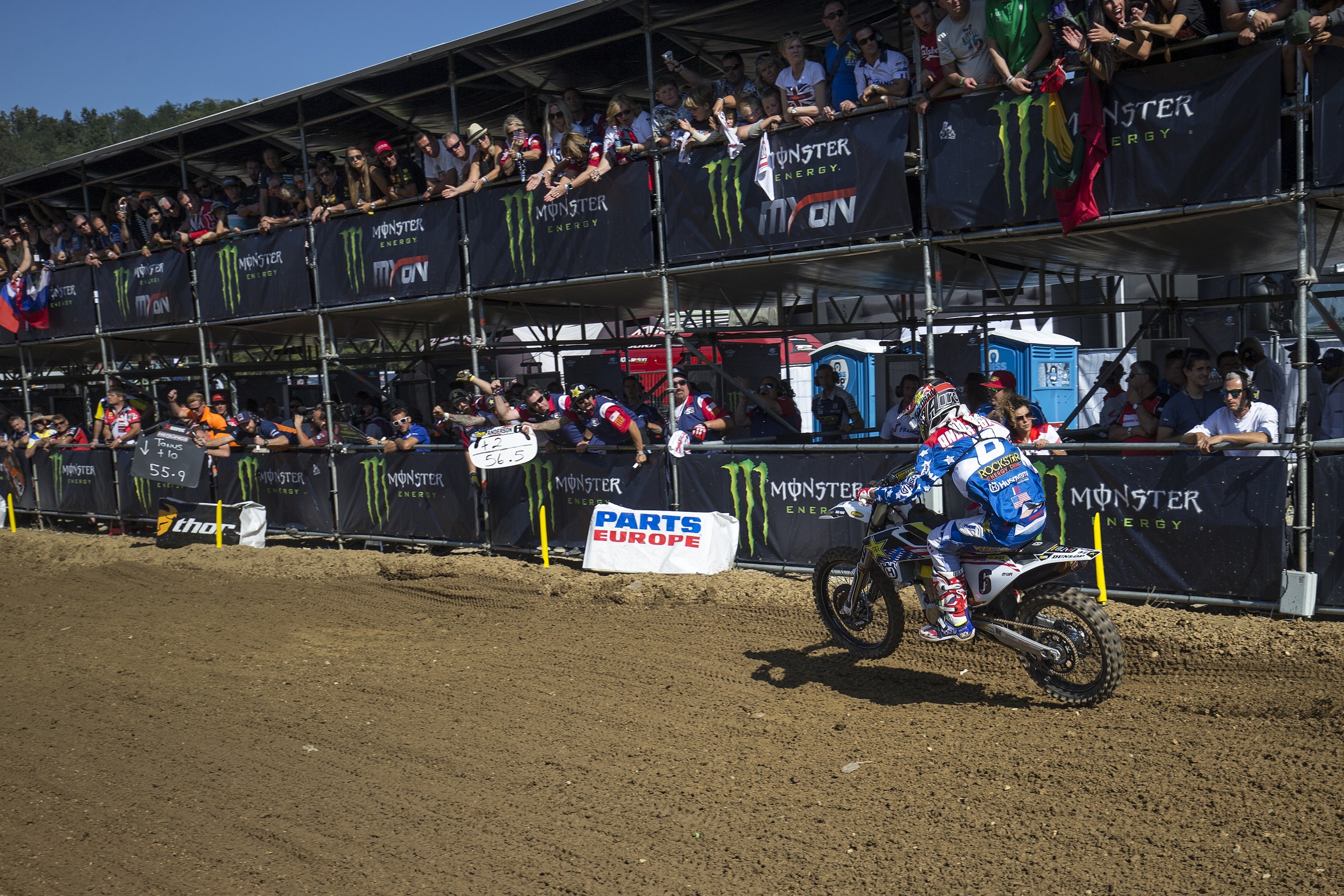 Anderson charging in the second race of the day.