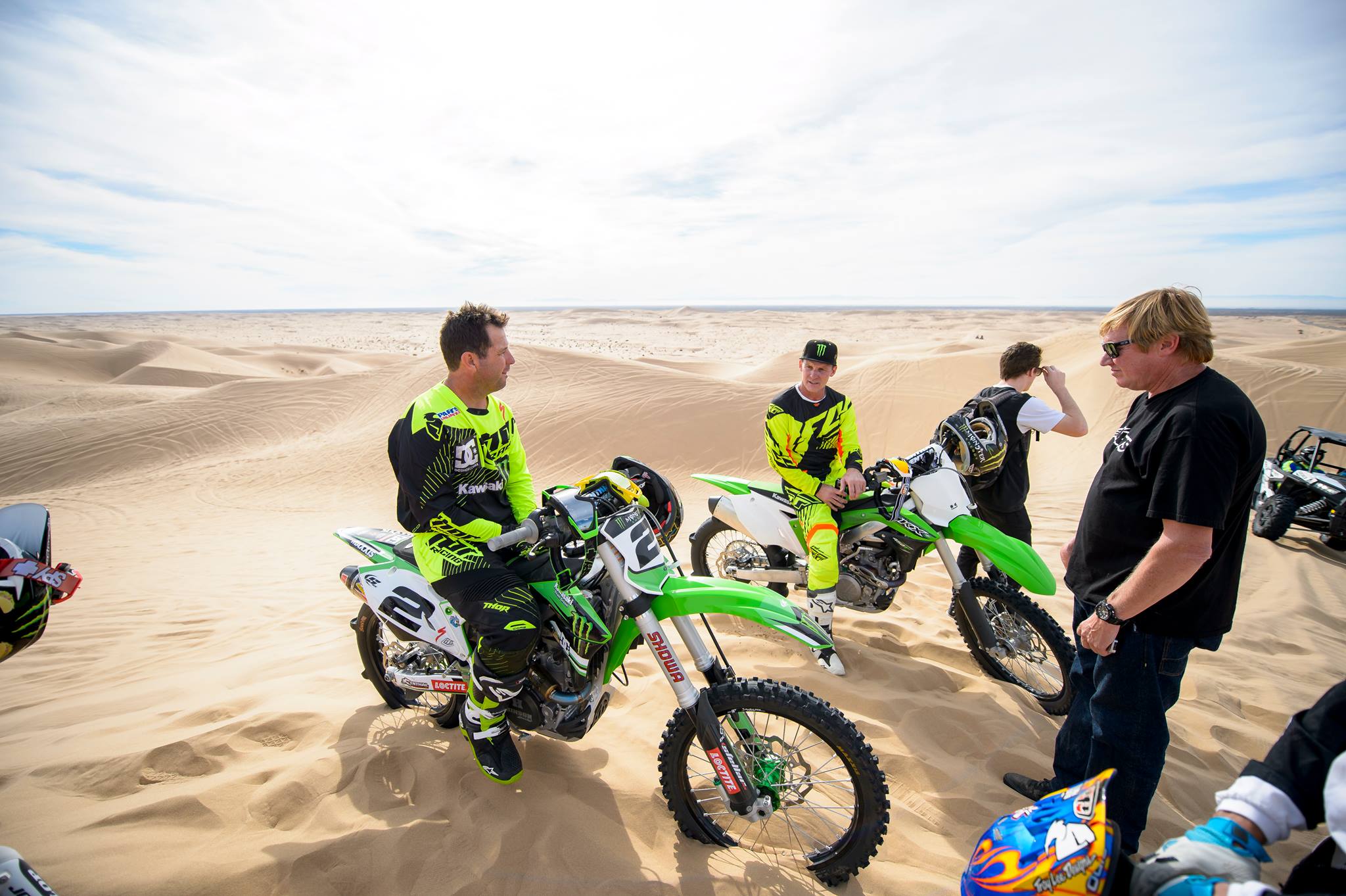 Bradshaw takes off his race face for some fun in the dunes.