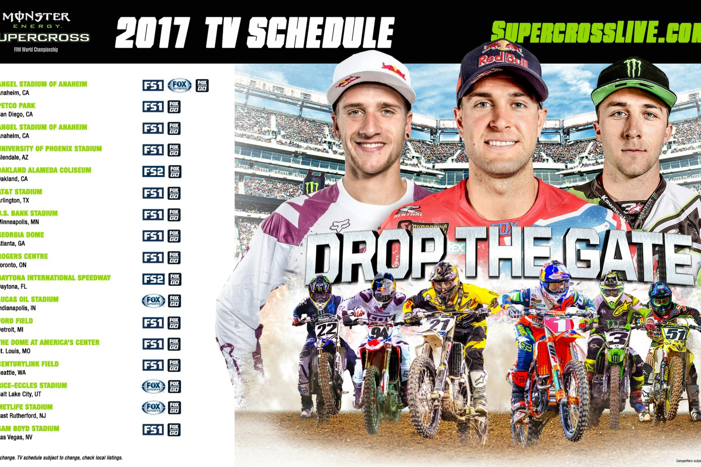 2017 Supercross TV Schedule Announced