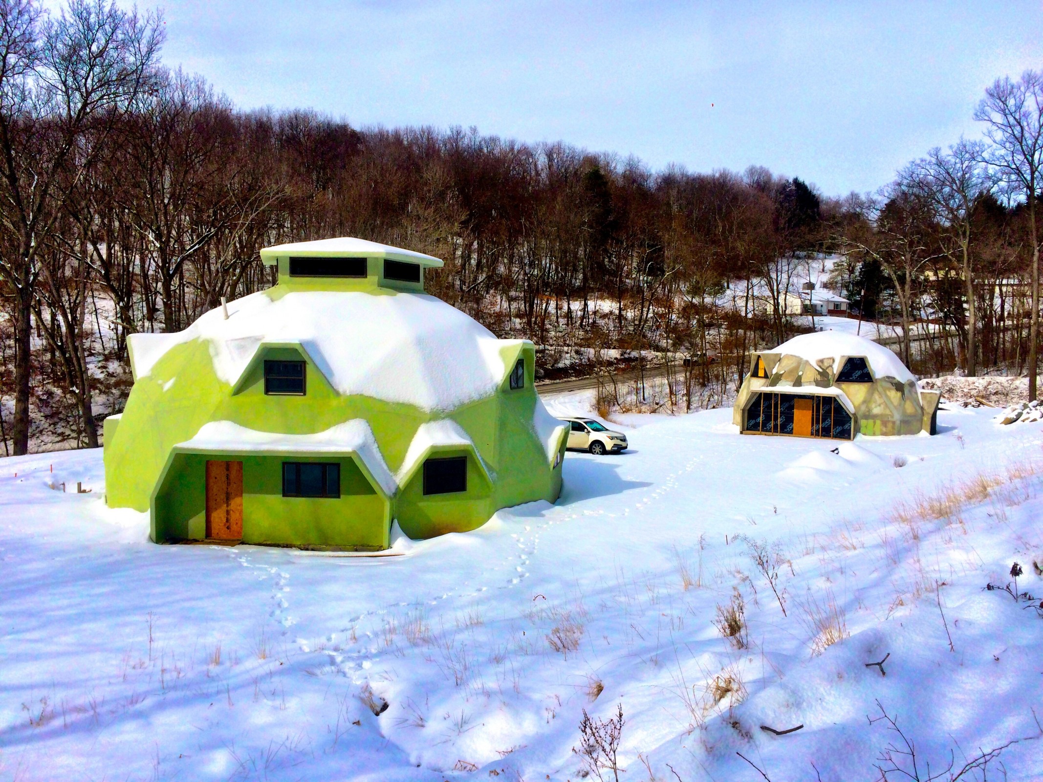 The geodesic domes Stull will be moving into once they are complete.