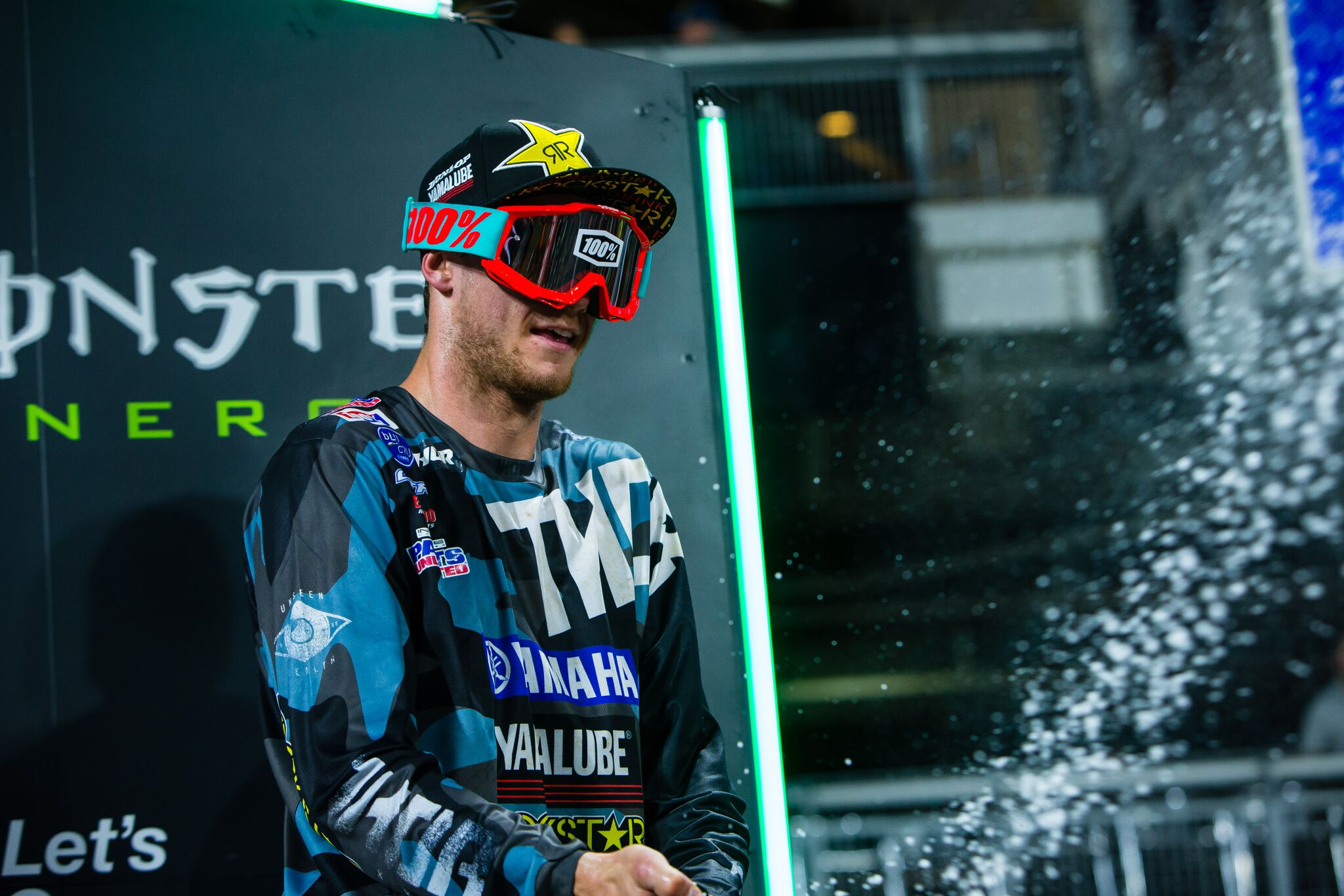 Aaron Plessinger celebrates his third place finish.