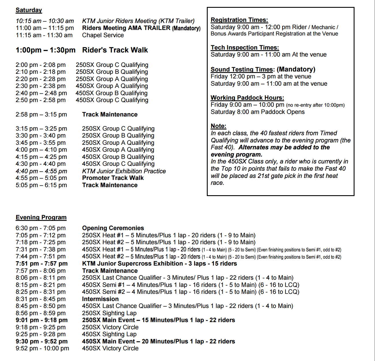 All times local.