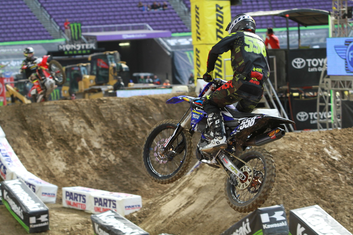 Last Saturday, privateer Dylan Slusser was trying to qualify for the Minneapolis SX, with plans to race Atlanta this weekend.