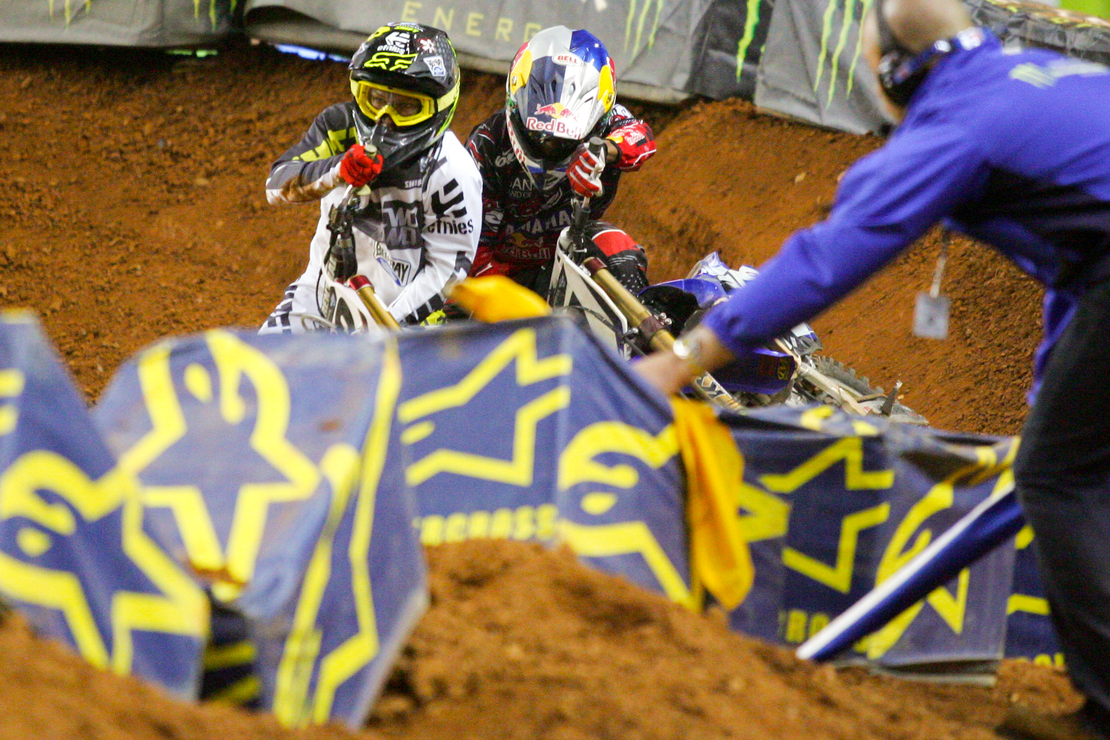 Reed and Stewart continued to battle for the final spot on the podium after their collision.