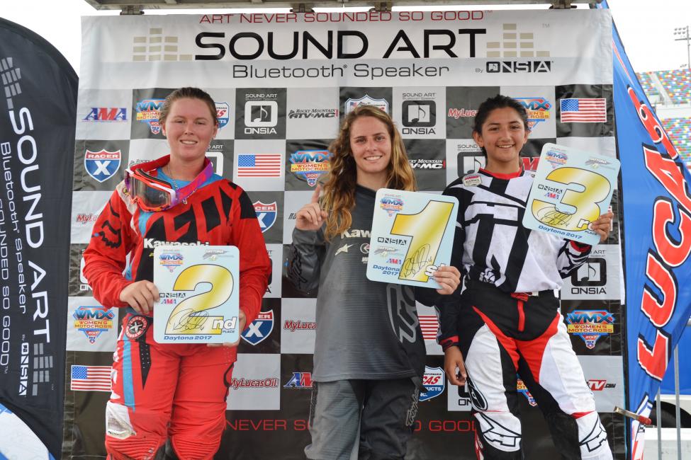 WMX Overall Podium: (2) Kylie Fasnacht, (1) Hannah Hodges, (3) Jamie Astudillo.
