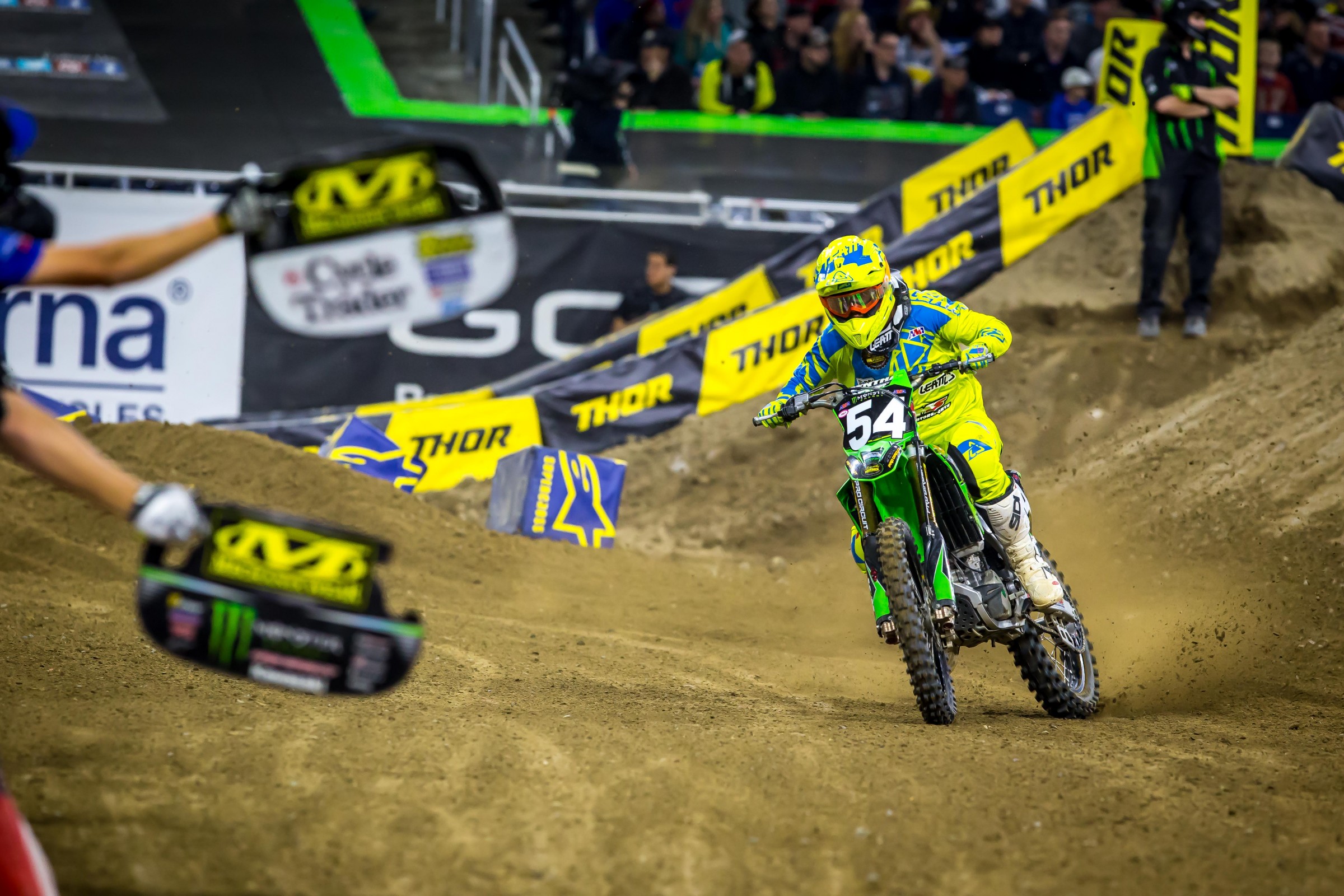 Audette had his best finish of the year on the slick Detroit track.