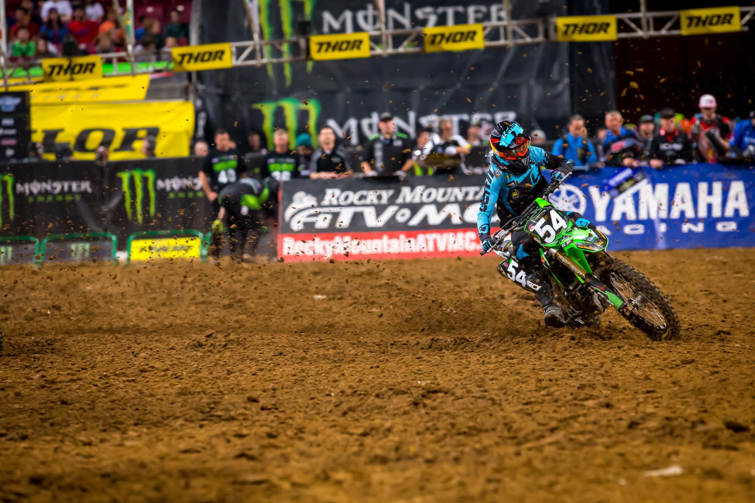 Audette was in third place for the first four laps of the main event.