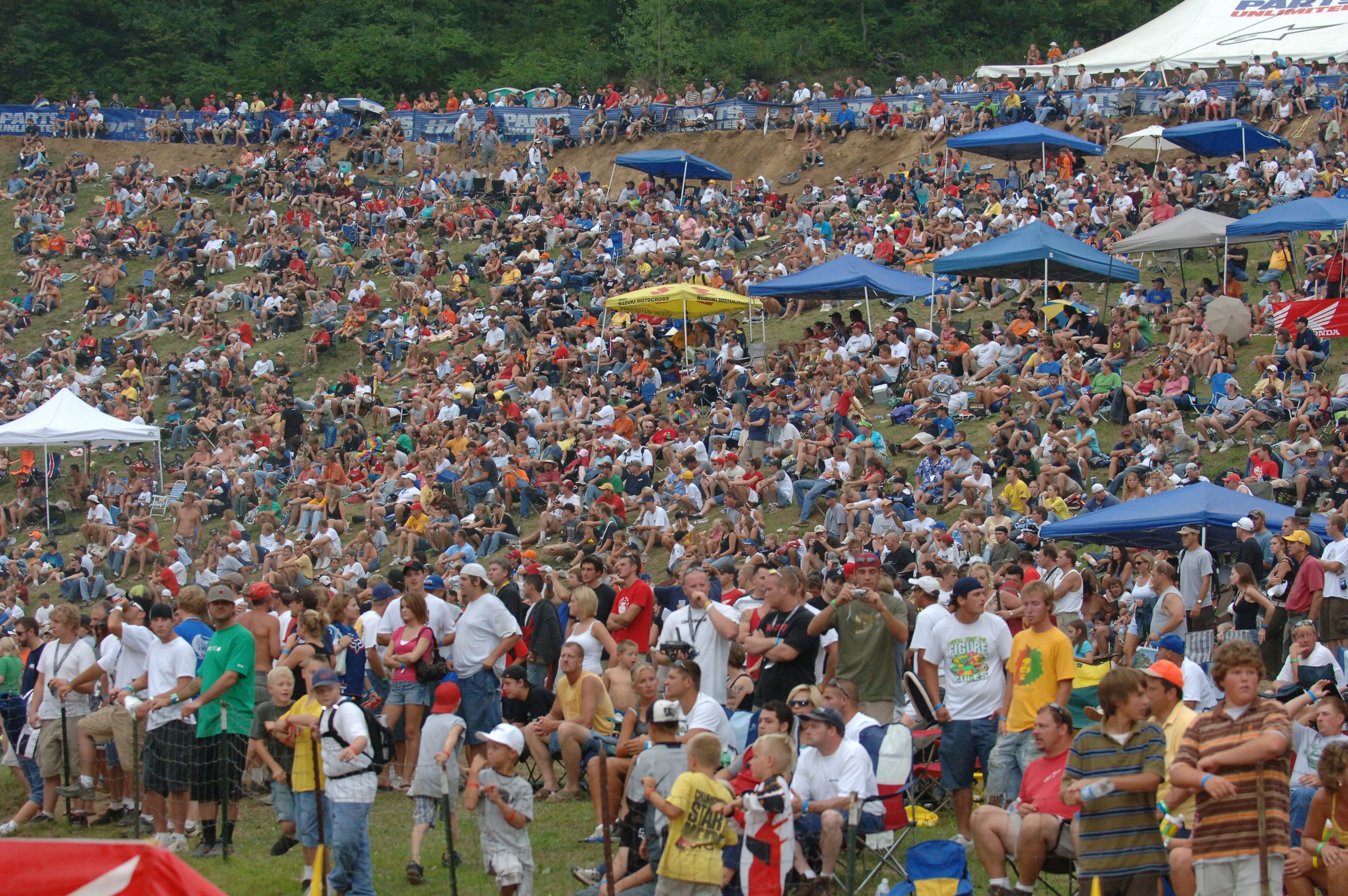 The fans eventually turned this hill into a mud slide by the end of the day.
