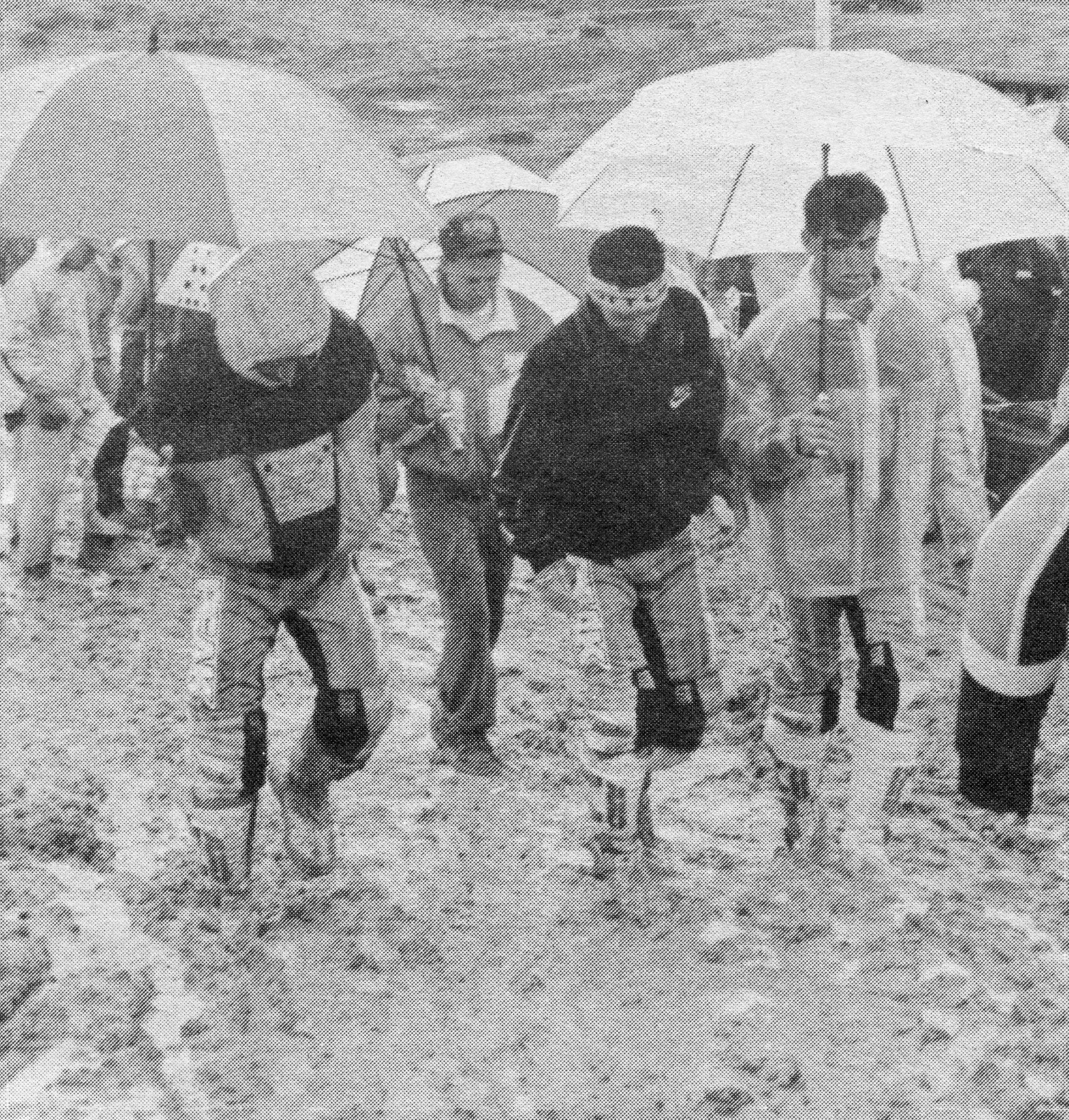 Rain boots would have been more effective than motocross boots.