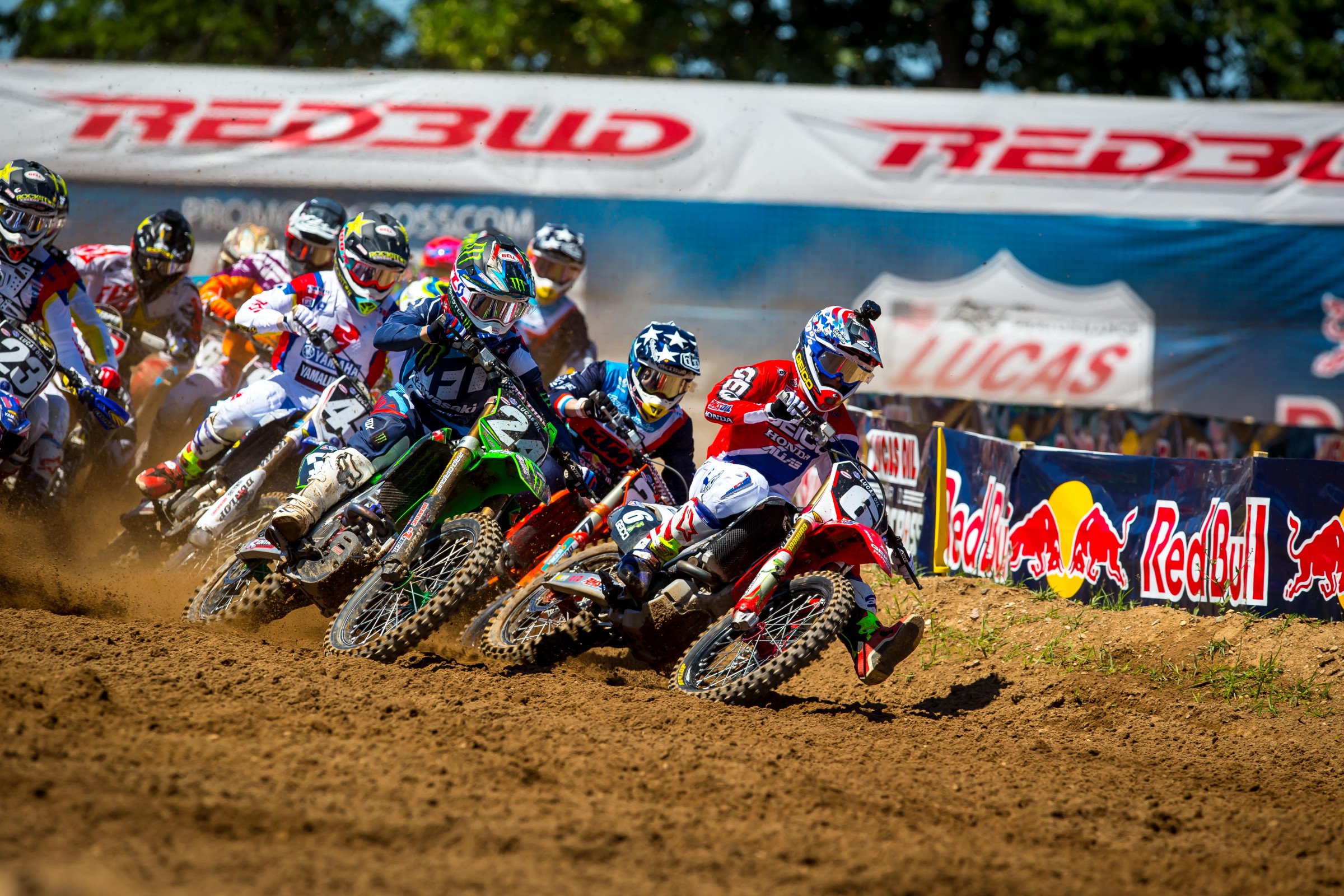 Forkner (#24) was in fourth after lap one of the first moto.