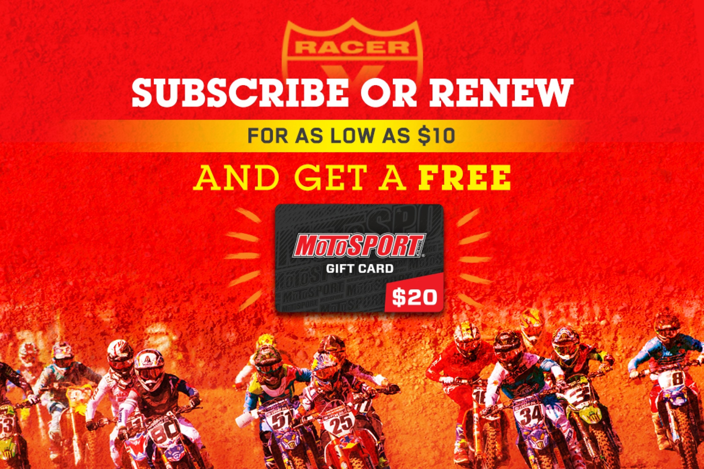 Subscribe at Southwick and Get a Free $20 MotoSport Gift Card