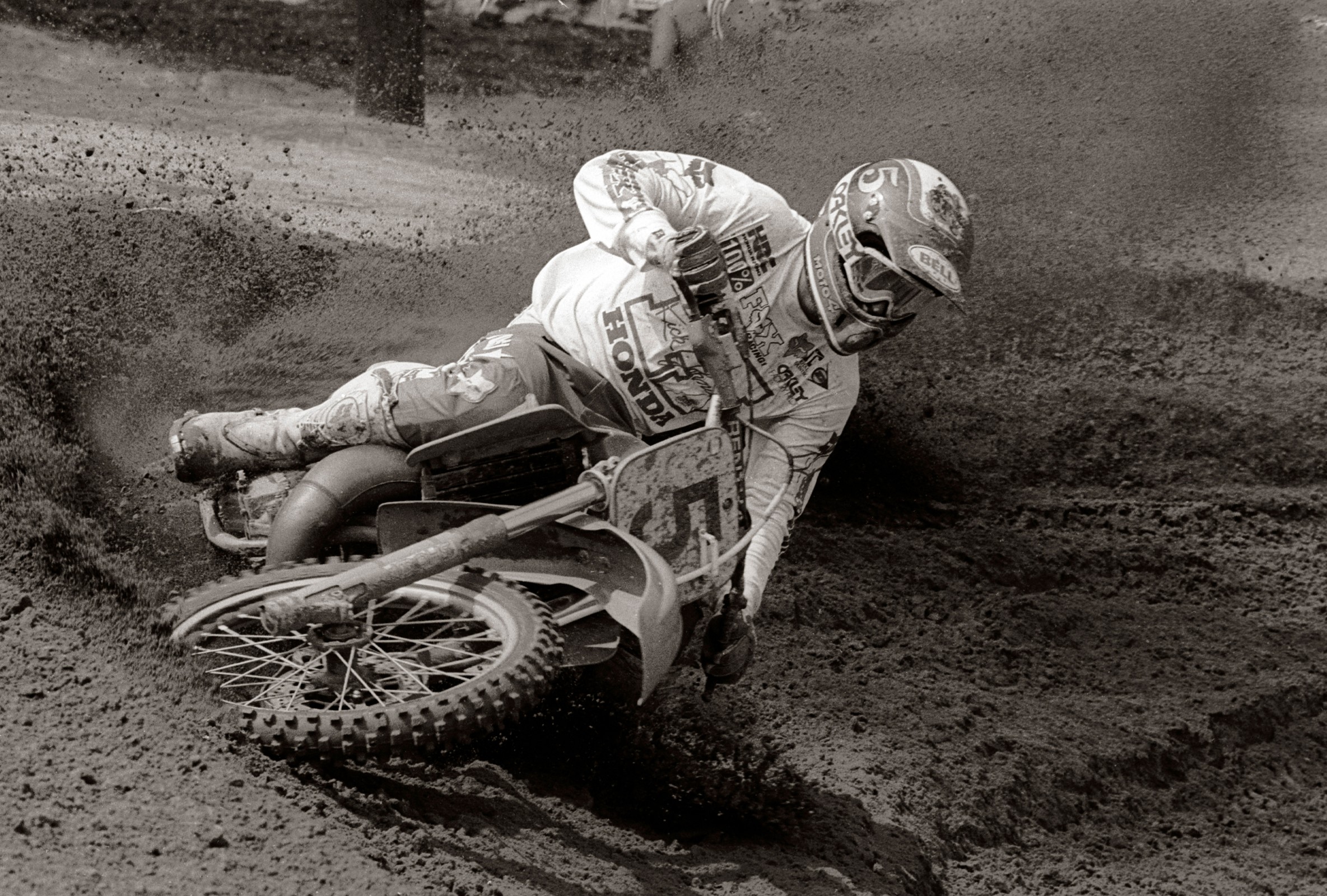 Ricky Johnson in the Buckley Berm back in the days before repeaters (endless banners) shot on real B&W film, not converted from a color slide. Loved his Fox gear that year.