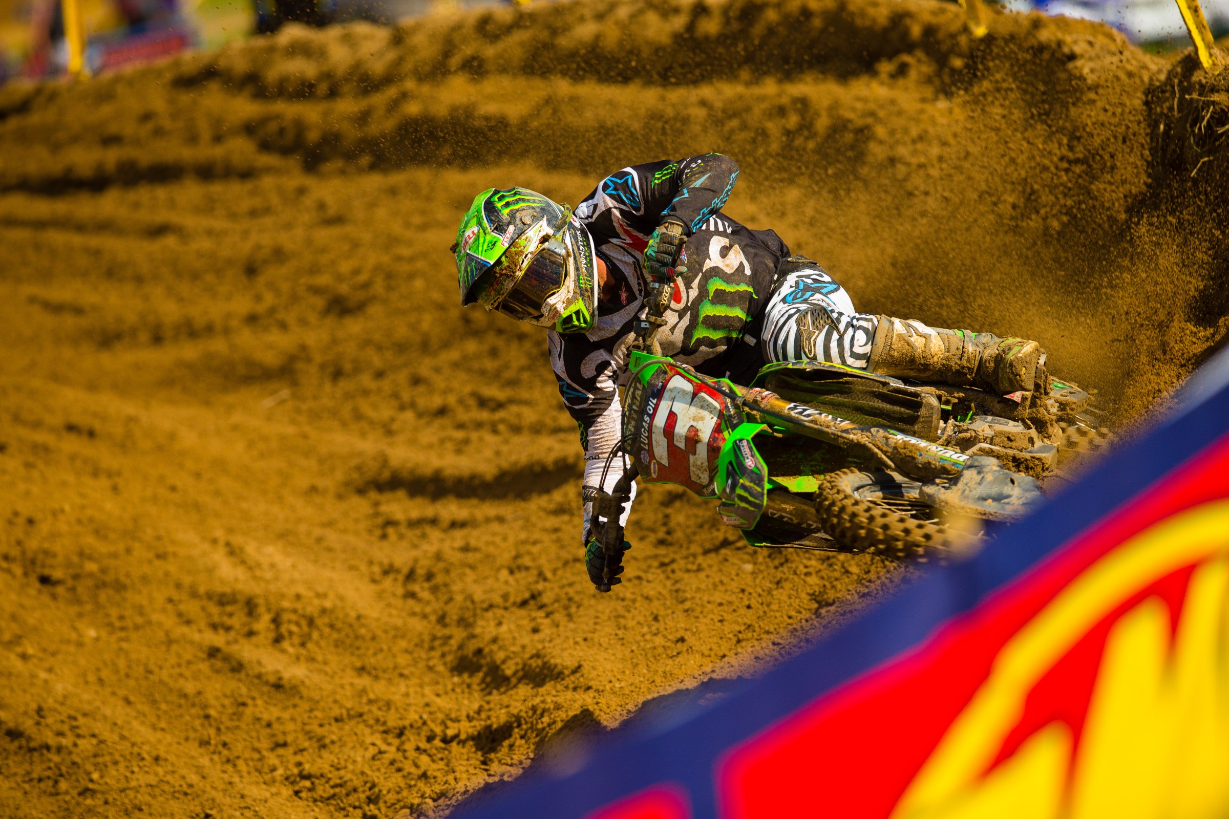 Tomac crashed twice in the opening laps of the second moto.