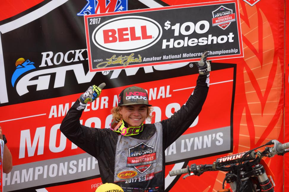 Zane Merrett earned the very first $100 Bell Helmets Holeshot Award of the 36th Annual event.