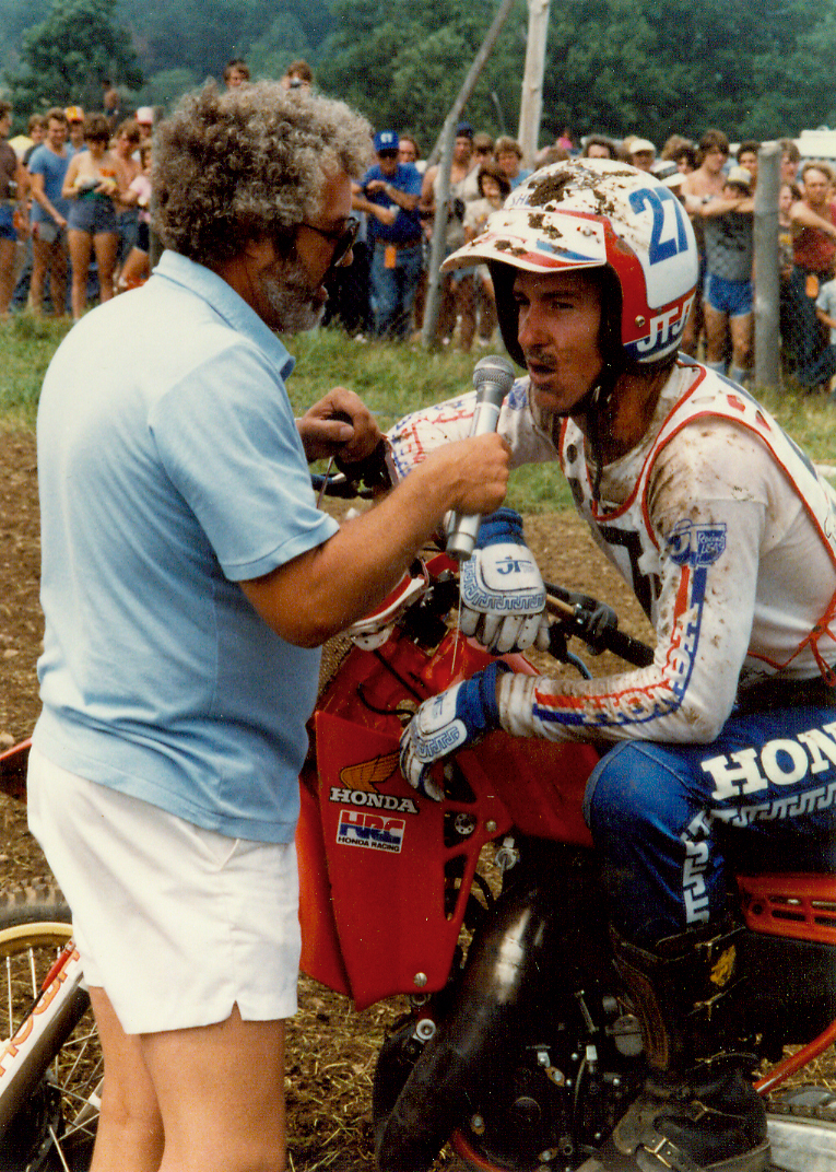 An exhausted Bailey talks to Unadilla announcer Larry Maiers.