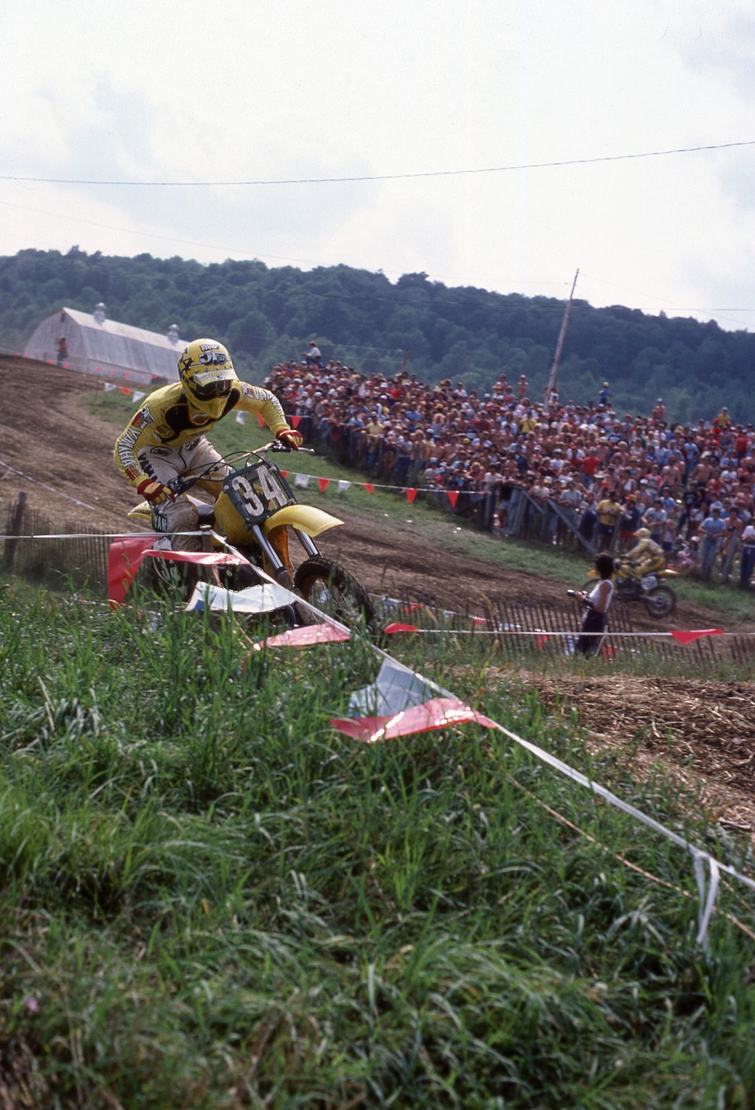 Broc Glover (34) led the first moto on his OW works Yamaha but was overtaken by David Bailey.