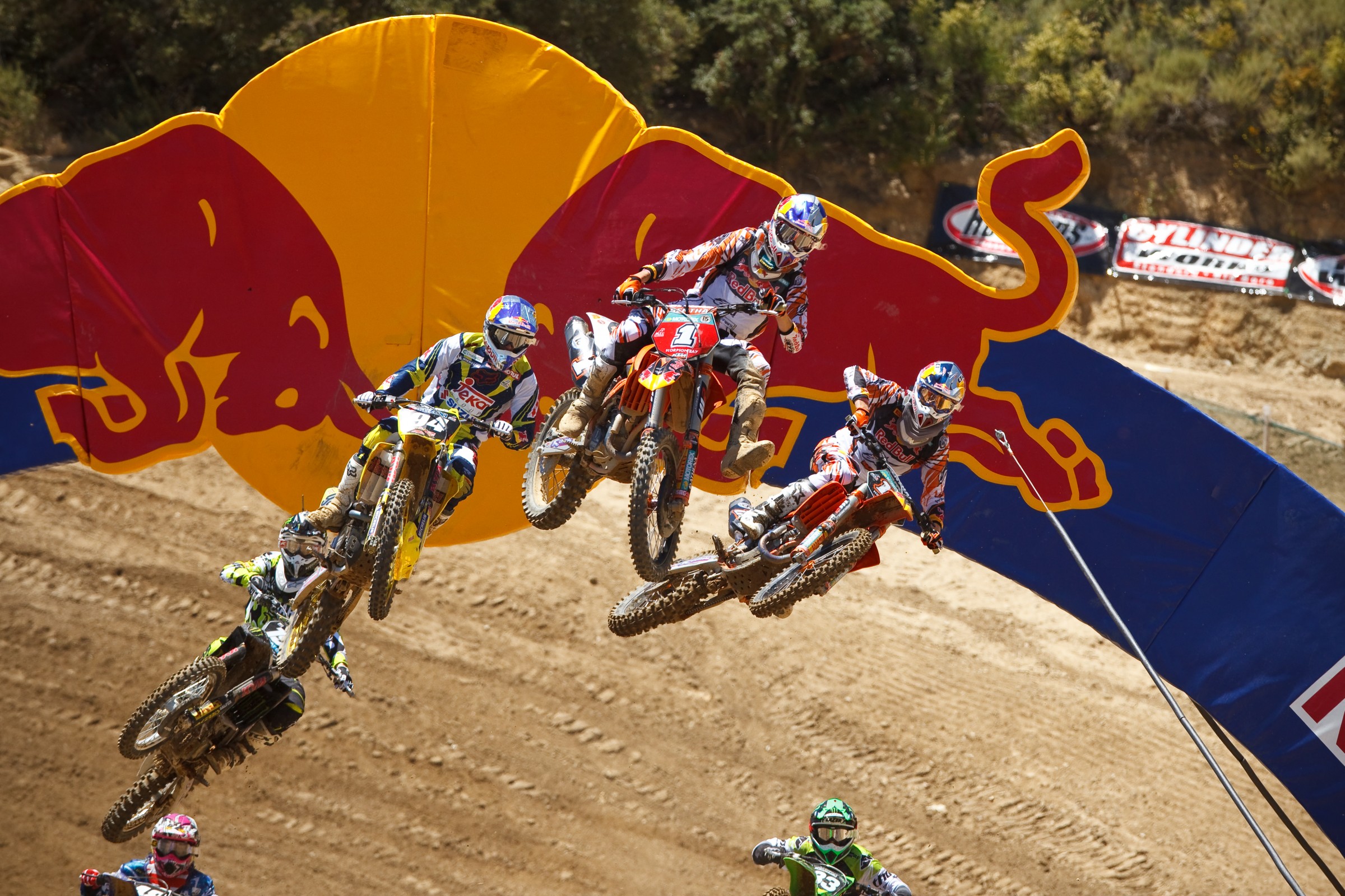 Marvin Musquin (1), Ken Roczen (94, and Shaun Simpson (11)