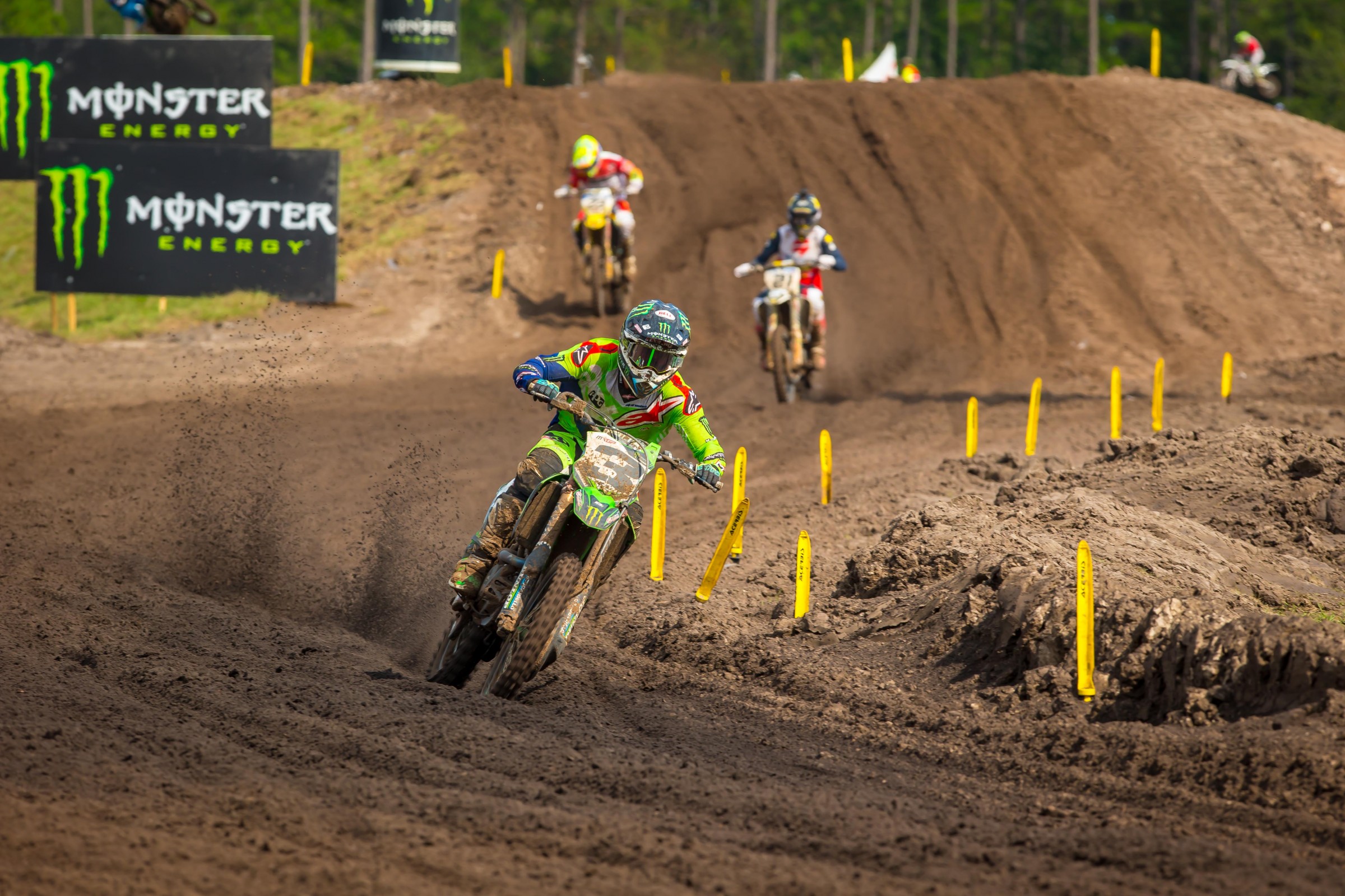 Eli Tomac ran away with the first moto win. He finished second overall on the day.