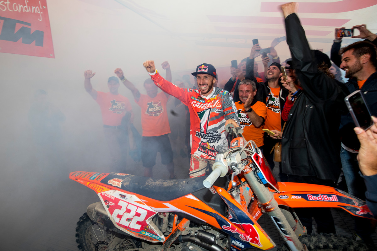 There weren't very many knobbies left on Cairoli's rear tire by the end of the day.