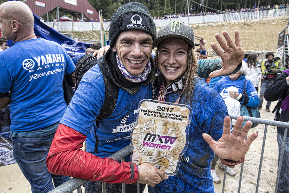 Fontanesi and her boyfriend, MotoGP star Scott Redding, celebrate a fifth world championship.