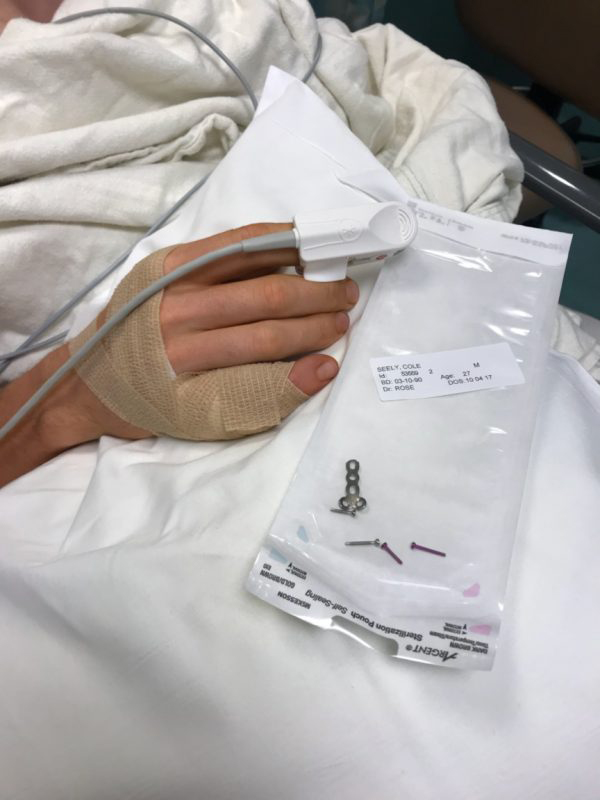 Seely following surgery yesterday.