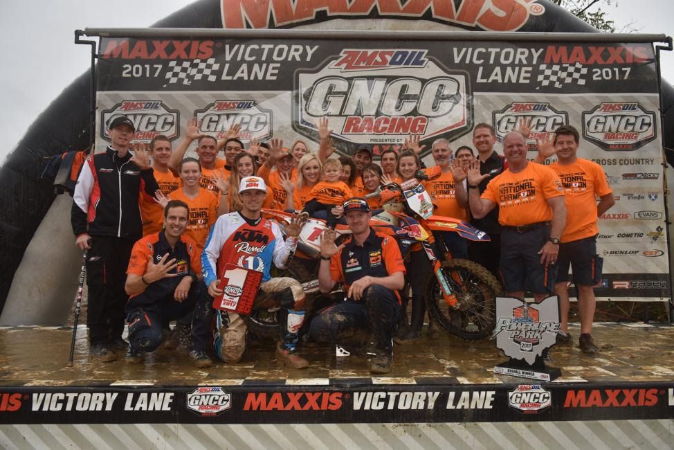 Kailub Russell clinched his fifth straight Grand National Cross Country title at Round 12.