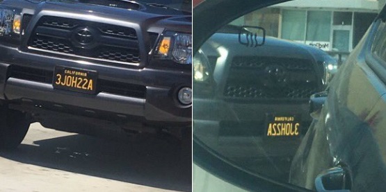 My new license plate conveys my true feelings about others on the road.