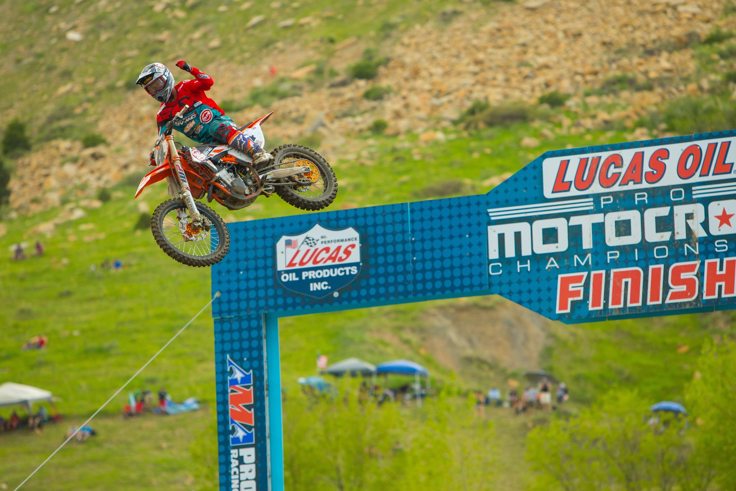 Blake Baggett celebrates the first win for the Rocky Mountain ATV/MC-KTM-WPS team.