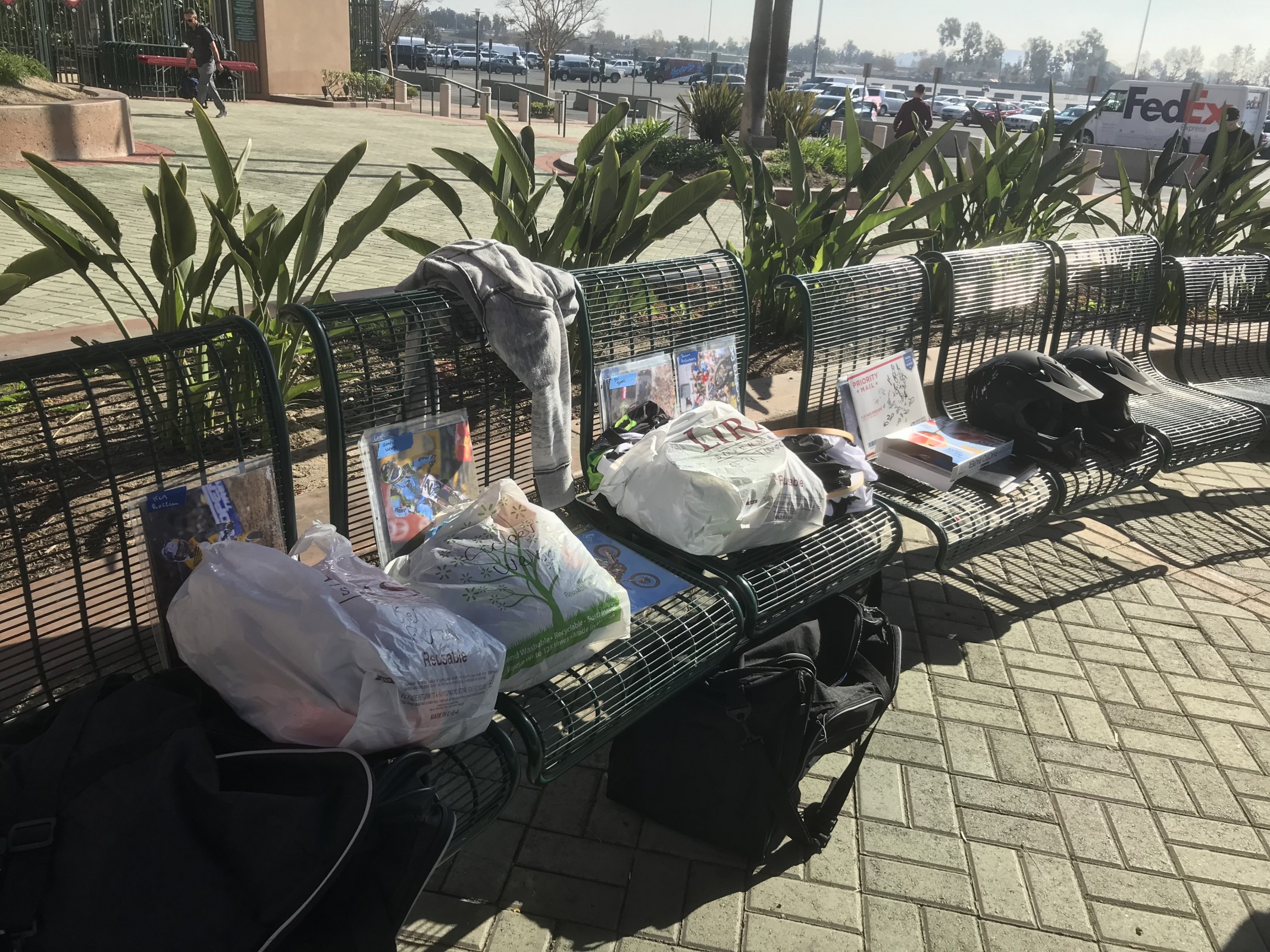 Fan memorabilia waiting to be signed.