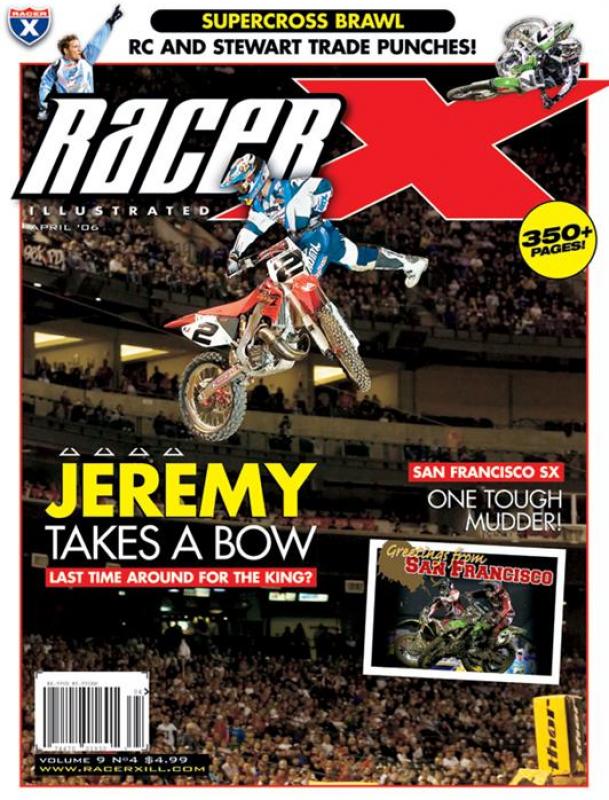 Jeremy McGrath’s nac-nac at Phoenix made the cover of Racer X Illustrated.