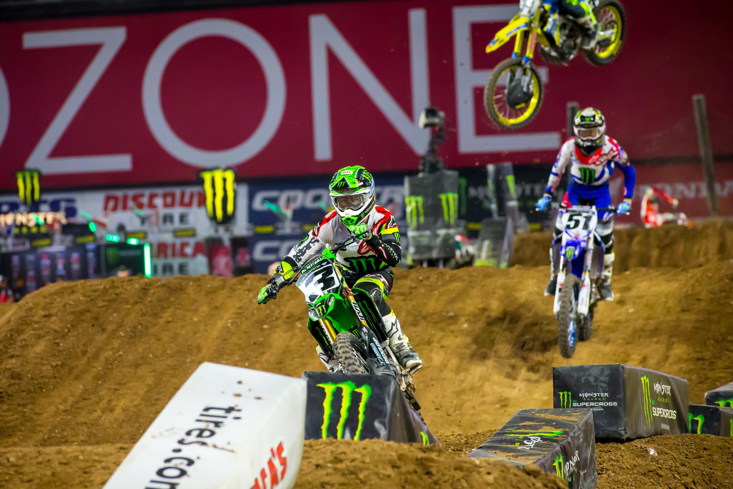 Barcia (51) gained speed in the whoops section and placed second behind Tomac (3).