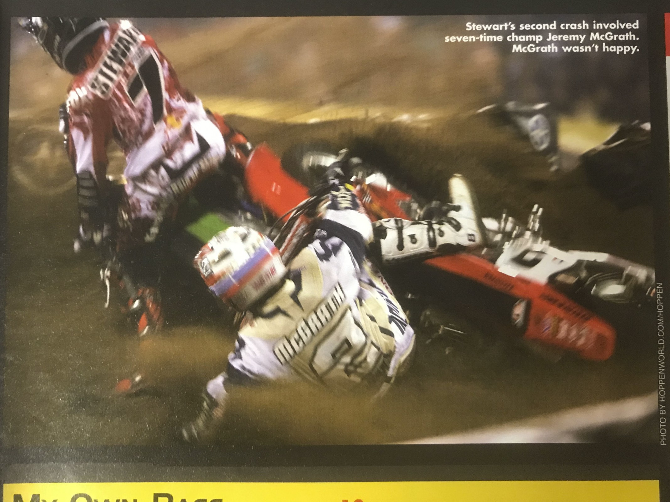 Frank Hoppen shot this photo for Cycle News of the McGrath/Stewart tangle.
