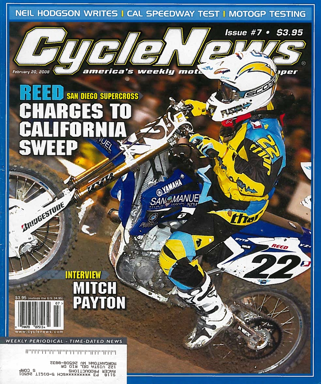 Chad Reed in his San Diego Chargers-inspired THOR gear.