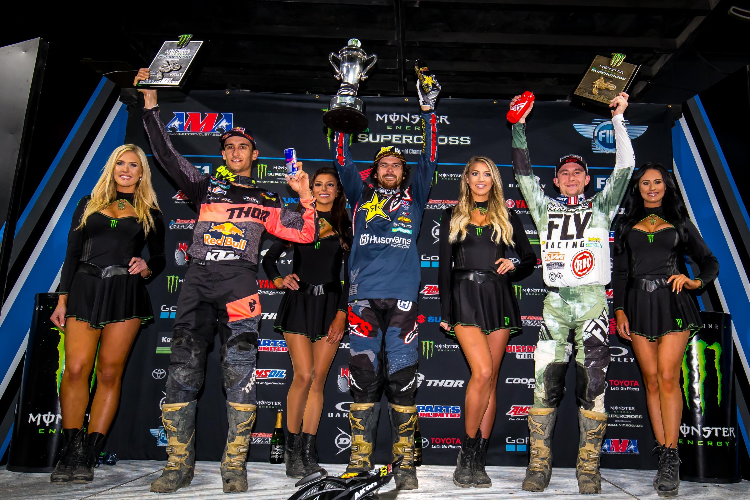 Baggett (right) scored his second podium of the season in San Diego.