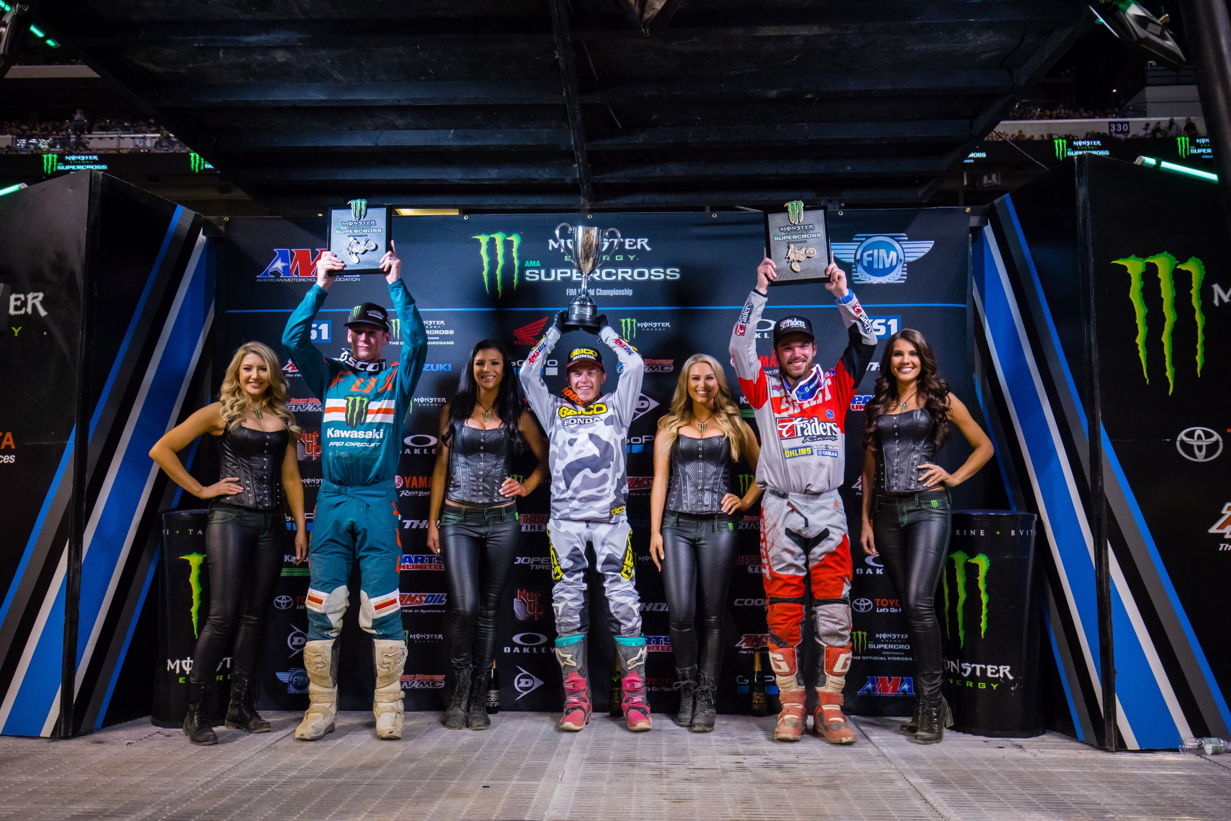 Renzland (right) got his first career podium at the 250SX East/West Showdown in Indianapolis.