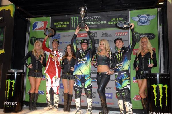 Durham (center) celebrates his first career win.